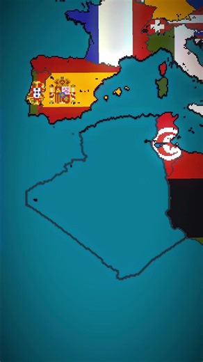 Medium Scale Algeria & Tunisia #algeria #tunisia #map #flag #geography