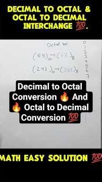 Decimal to Octal Conversion 🔥 And 🔥 Octal to Decimal Conversion 💯 #maths #mathclass10 #mathstricks