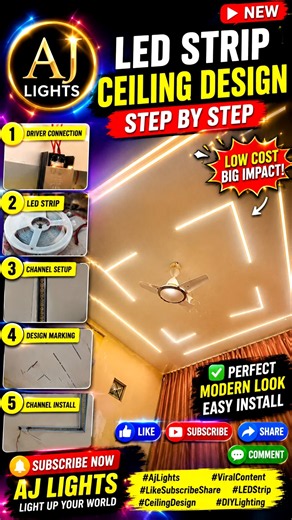 Amazing LED Strip Pop Ceiling Design | Step by Step Installation AJ Lights