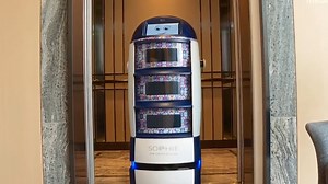 The cutest robot butler is here to serve you food and beverages