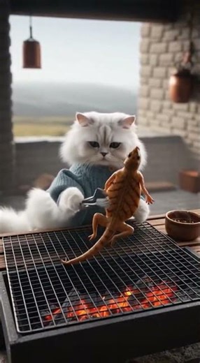 A Persian Cat is Cooking Lizard Lemongrass Chili Grill