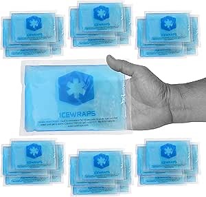 ICEWRAPS Hot & Cold Ice Packs, 3 x 5 in Soft Reusable Gel Packs for Injuries, Headaches, Joints, and Fever Relief, Puncture-Proof Material, 60 Pack, FSA-HSA Eligible
