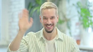 Modern Young Man Waving Hand Say Stock Footage Video (100% Royalty-free) 1099836517 | Shutterstock