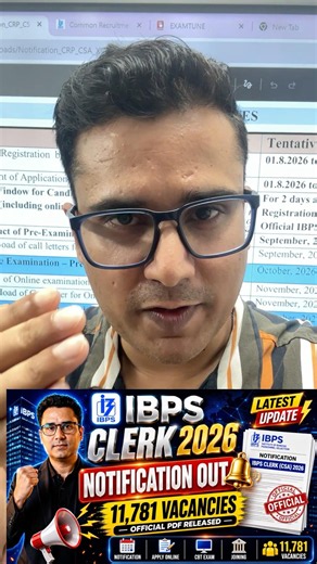 🚨IBPS Clerk 2026 Notification Out | Vacancy, Eligibility, Exam Date, Apply Online