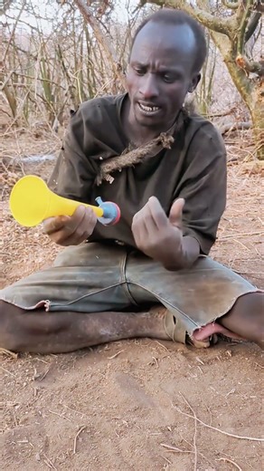Hadzabe tribe bushmen first time seeing whistle 😅 #shorts #hadzabetribe