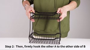 Fruit Basket for Kitchen Counter - 2 Tier Detachable Fruit Vegetable Basket with Banana Hanger, Metal Countertop Fruit Stand with Wooden Handle, Black, 8.5" D x 12.4" W x 12.3" H