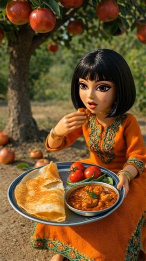 Mini Doll Cooking Chicken Curry & Dosa | Tiny Kitchen ASMR