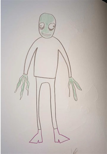 Replying to @💜 𝓒𝓵𝓮𝓸 💜 I hope this guide to salad fingers and how to draw him as been helpful, Nosepoofartoo is sometimes known as poo fingers, don’t sniff them whatever you do. #illustration#saladfingers
