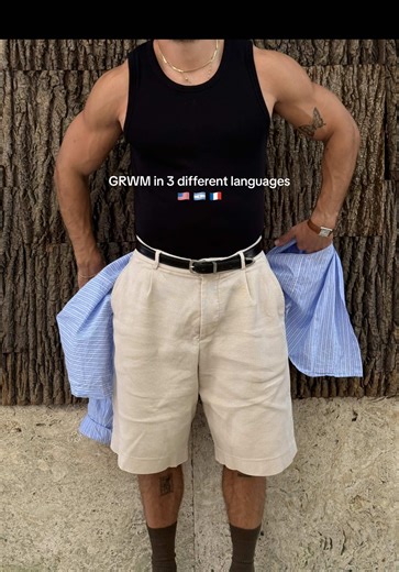 another grwm in 3 different languages :) shorts @ZARA tank top @COS shirt @SCUFFERS socks @UNIQLO Europe perfume @Maison Margiela #fyp #grwm #foryou #outfitcheck
