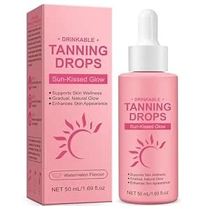 Sunless Tanning Drops To Drink - Fast-Acting Drinkable Tan Enhancer with Vegan Ingredient, Natural Glow Booster for Skin, Oral Tanning Drops for Sun-Kissed Look