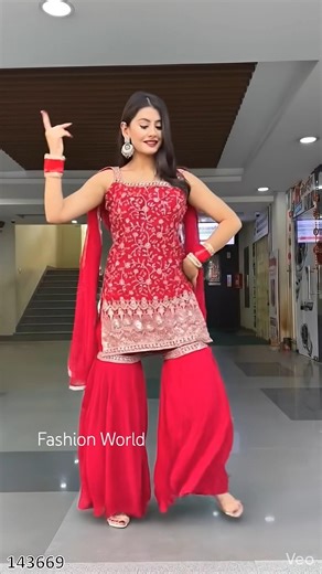 Red Sharara Punjabi Suit😍 #punjabisuit