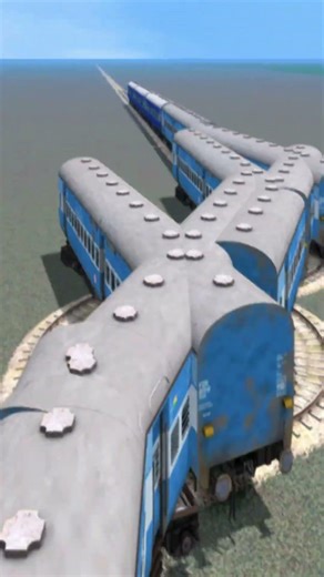 Dangerous Train Crossing On Diamond Branched Railroad 💥😱🔥 BeamNG Train simulator 3D #shorts