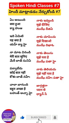 Spoken Hindi Classes #7 / హిందీ మాట్లాడడం నేర్చుకోండి