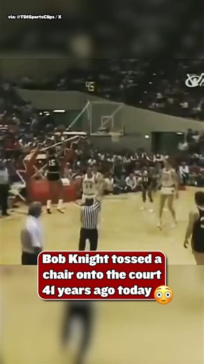 41 years ago today, Indiana coach Bob Knight tossed a chair on the court vs. Purdue 😂 #Indiana #Purdue #collegebasketball #MarchMadness #angry #crashout | FanDuel