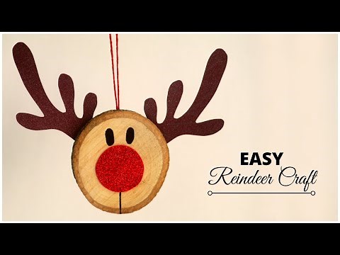 Easy Reindeer Craft for Christmas Decorations | Wooden Log Craft