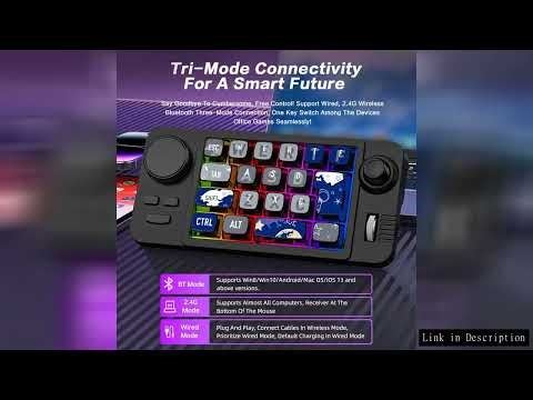 Rechargeable Bluetooth/2.4G/Wired Game Mechanical Keypad for Win/Mac with Game Joystick,Full Hot Swa