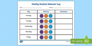 Weekly Student Behavior Log Form