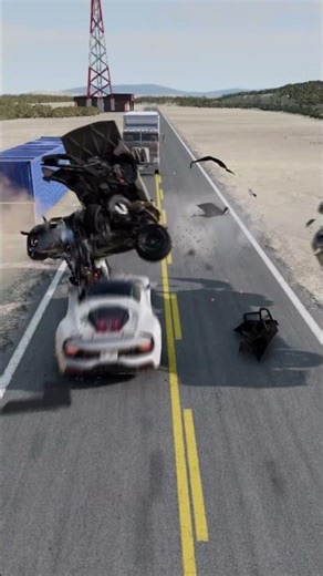 Realistic Highway Crash #23 😱 | BeamNG Drive Game #beamngcrashes #beamngdrive