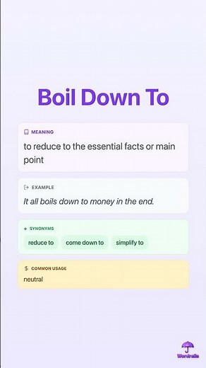 BOIL DOWN TO - Phrasal Verb Explained | Meaning, Examples & Synonyms | Wordrella