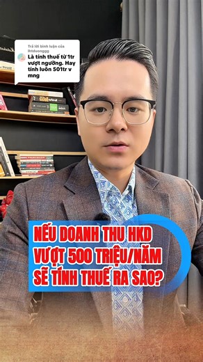 🔥 CHỈ VƯỢT 1 TRIỆU ĐỒNG – CÁCH TÍNH THUẾ THAY ĐỔI HOÀN TOÀN! 🔥 Doanh thu 501 triệu/năm, chỉ vừa vượt ngưỡng 500 triệu, thì theo Luật Thuế TNCN sửa đổi, hộ và cá nhân kinh doanh bắt đầu thuộc diện phải nộp thuế. Vậy tính thế nào? 👉 Từ ngưỡng 500 triệu trở lên, bạn được chọn 1 trong 2 cách tính thuế: 1️⃣ Tính thuế theo doanh thu – áp dụng tỷ lệ thuế trên toàn bộ doanh thu 501 triệu. 2️⃣ Tính thuế theo thu nhập – áp dụng thuế suất 15%, tương tự thuế suất với doanh nghiệp nhỏ dưới 3 tỷ. 🎯 Điểm q