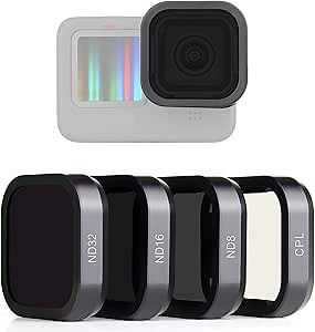 SOONSUN 4-Pack Lens Filter CPL ND8 ND16 ND32 Filter for GoPro Hero 12 11 10 9 Black, Neutral Density and Circular Polarizing Lens Filter Kit Protector for Go Pro Hero 9/10/11/12 Accessories