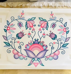 Large 10x9 Iron on Vinyl Applique Native American Cree Floral Regalia Fabric Patch for Ribbon Skirts, Fancy Shawl or Powwow Regalia - Etsy