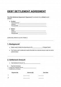 Debt Settlement Agreement Template: Editable DOC & PDF (digital Download) - Etsy Canada