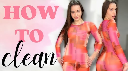 Beautiful Girls Alisa 😘 Cleaning Tips 🧽 Wipe The Mirror In a Transparent Dress 🔥 4K HD