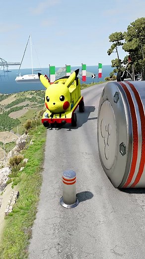 Scary Bike Chasing Pokemon On Mountains 338 #mountains #realistic #viral #pokemon #cartooncar