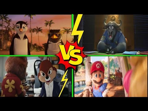 Animated Characters Battle ⚡ Penguins vs Mario vs Zootopia Ultimate Crossover