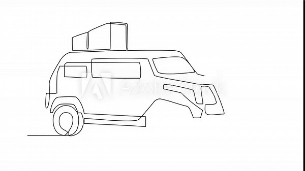 Animated self drawing of Military vehicle video illustration. Military transportation design in simple linear style design concept. Non coloring military vehicle design concept video illustration.
