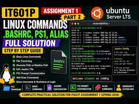 IT601P Assignment 1 Solution | Linux Commands, .bashrc, PS1, Alias Full Guide (Spring 2026)