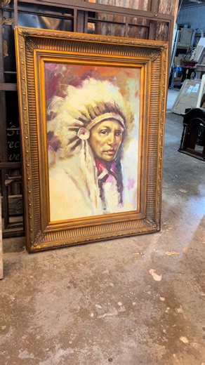 This is the kind of vintage art that changes the energy of a space. The expression, the brushwork, the earthy tones, and the heirloom frame come together as one rare, one-of-a-kind piece. For collectors of Native-inspired art, lovers of vintage paintings, interior designers, and treasure hunters searching for unique statement pieces m. There is truly something here you won’t find anywhere else. 📍Architectural Salvage Bank | Tarpon Springs, Florida Where every piece has a story and every corner 