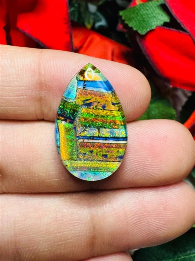Monarch Opal Loose Stone | Mosaic Matrix Opal Cabochon | Lab Created Opal Gemstone | Jewelry Making Supply | Fire Opal Size 24X15 MM - Etsy