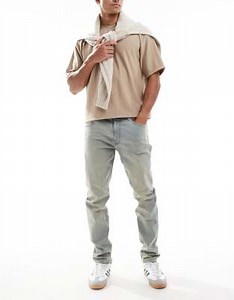 DTT stretch slim fit jeans in light blue vintage tint | ASOS