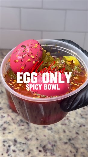 #spicybowls Homemade pickle eggs , banana peppers , pickles , jalapeño peppers and our famous spicy juice blend 🔥🌶️ #atlanta #whatstheteespicybowls #spicybowl #fyppppppppppppppppppppppp