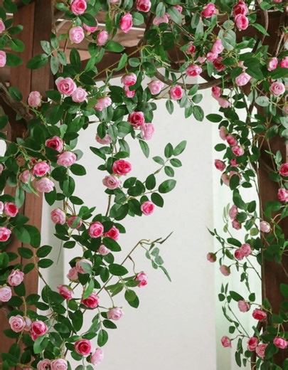 1 Peça Guirlanda de Flores Artificiais com 1,8m, Decoração de Casamento com Rosas, Decoração para Casa, Arco de Casamento, Quarto, Parede, Jardim ao Ar Livre, Guirlanda de Rosas de Seda, Adequada para Arco de Casamento, Quarto, Decoração de Parede da Casa, Dia dos Namorados, Decoração de Aniversário | SHEIN