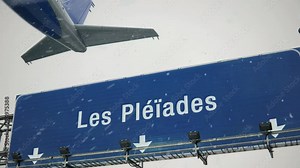 Airplane Takeoff Les Pleiades in Christmas