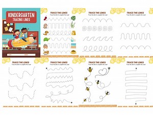 Kindergarten Line Trace 50 Worksheets - Homeschool Printable Bundle for Patterns and Handwriting - Etsy