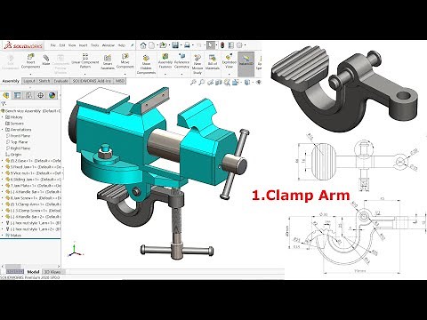 Clamp Mini Bench Vice in SolidWorks #1 Clamp Arm