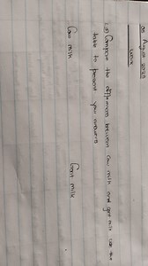 Compare the differences between cow milk and goat milk. Use a t... | Filo