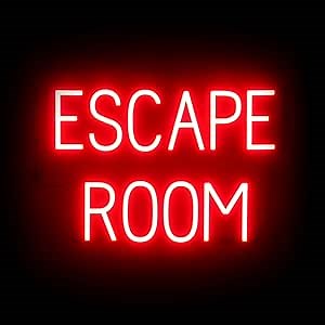 SpellBrite ESCAPE ROOM Sign | Entertainment-Related Sign with Neon Look, Red LED Light Source | 23.6" x 15.0"