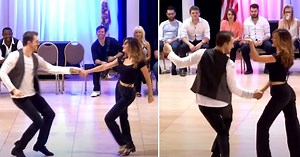 Couple heats things up on the dance floor with 'funky' swing performance