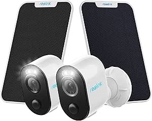 REOLINK 5MP Solar Security Cameras Wireless Outdoor, Argus 3 Pro+Solar Panel with 2K+ Color Night Vision, 2.4/5GHz WiFi, Human/Vehicle Detection, No Hub Needed(2 Pack)