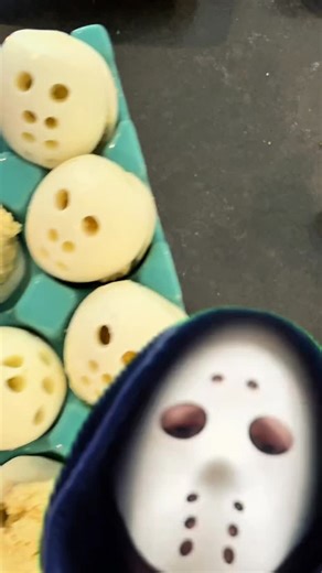 Scary good halloween treat. Halloween Deviled Eggs Ingredients 6 hard-boiled large eggs - cut the long way 1/4 cup Fage yogurt 2 teaspoons Dijon mustard 1/4 teaspoon salt 1/4 teaspoon pepper 1 teaspoon paprika (optional) Mix yolks, yogurt, mustard, salt & pepper Cut holes with straws of 2 different sizes. Enjoy. #HappyHalloween #HealthyHalloweentreats #HalloweenParty | Stellis Health
