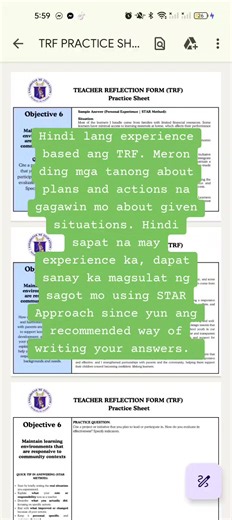 TRF PRACTICE SHEETS #teacherreflectionform #trf #tr