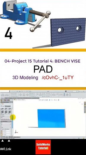 4- 3D Draft | BENCH VISE |: PAD #3d #solidworks #tutorial #cad #drawing #automobile