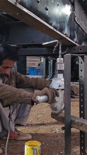 incredible truck chassis drilling process #automobile #mechanic #truck #shortsfeed #trending