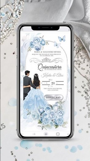 Twins Quinceañera Digital Invitation ✨ Editable Canva RSVP | Sweet 16 #quinceañera