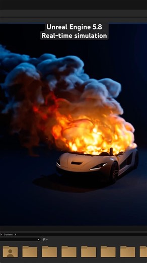 Unreal Engine 5.8 Car on Fire Niagara Fluids VFX Real-Time Simulation